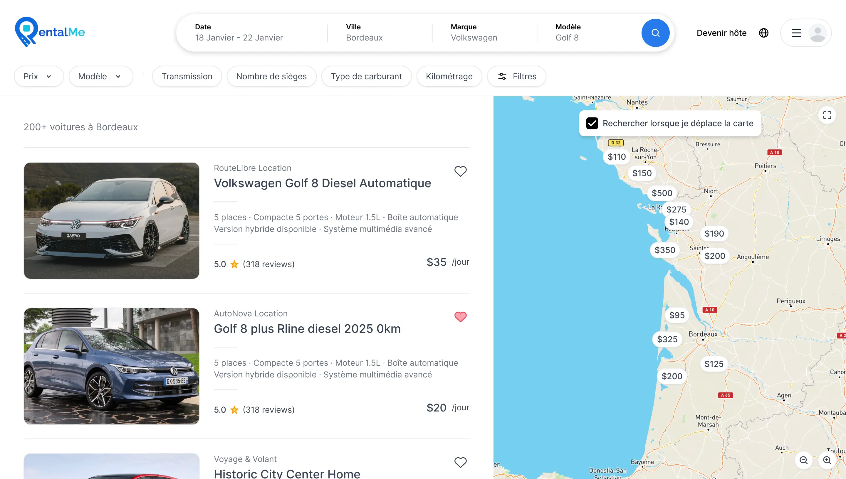RentalMe — tableau de bord